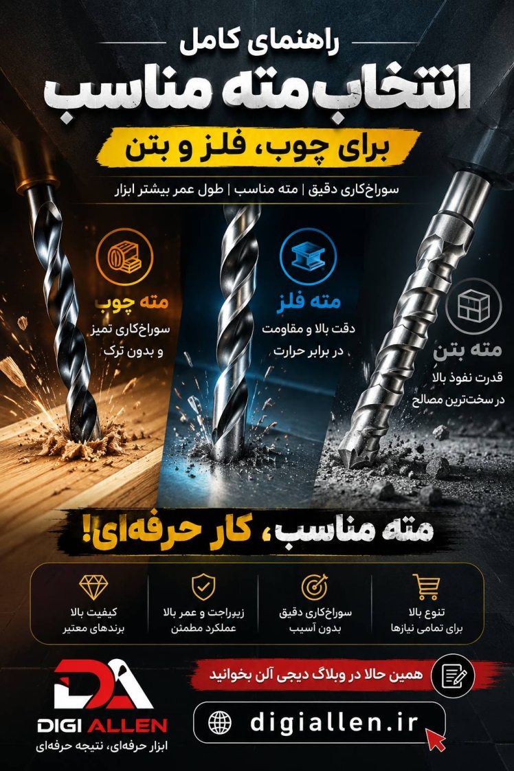 راهنمای انتخاب مته مناسب برای چوب، فلز و بتن